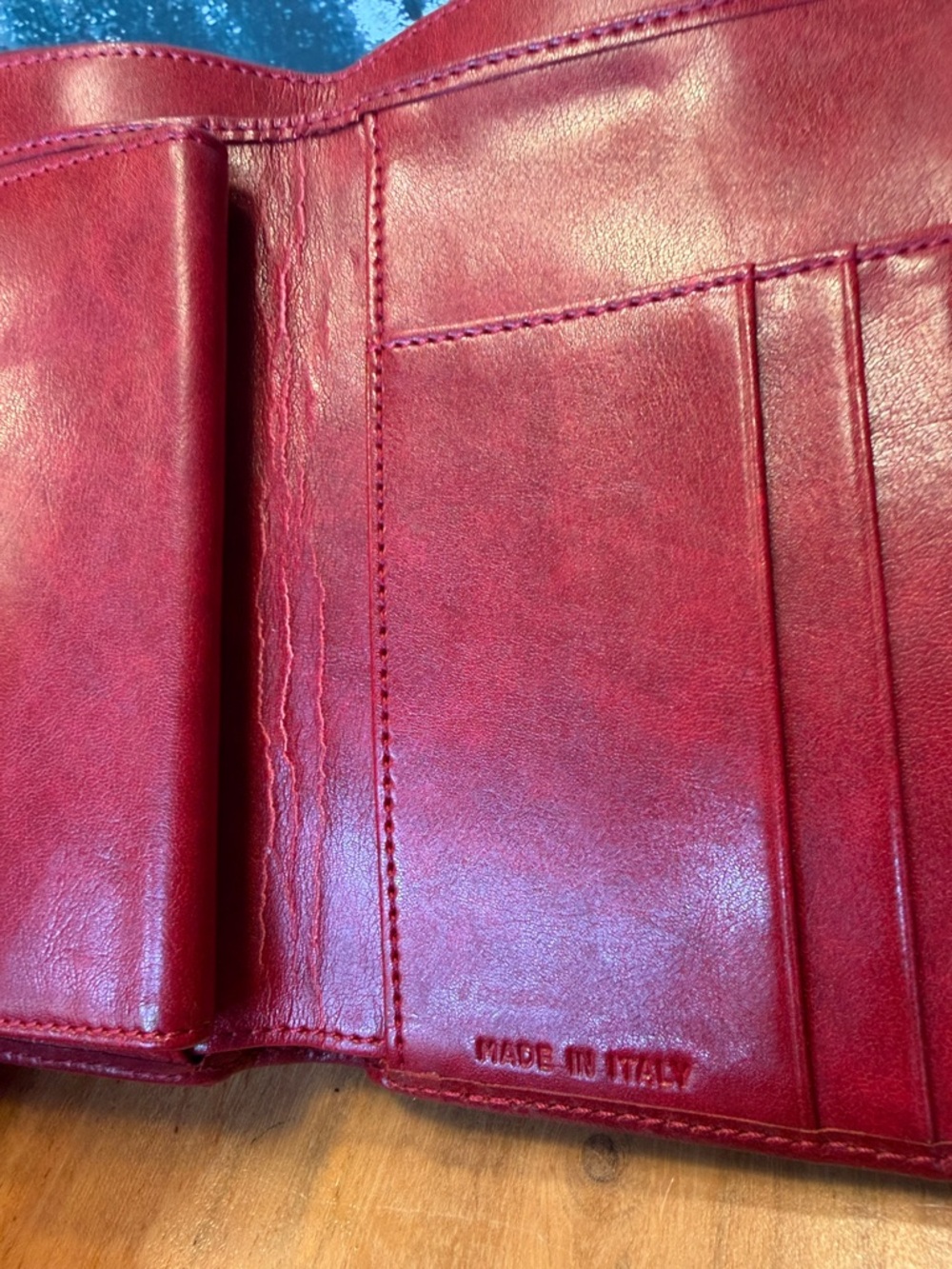 Firenze Vintage Y2K Patchwork Leather Wallet: Red Multi Color Quilted Argyle GUC - Picture 12 of 12